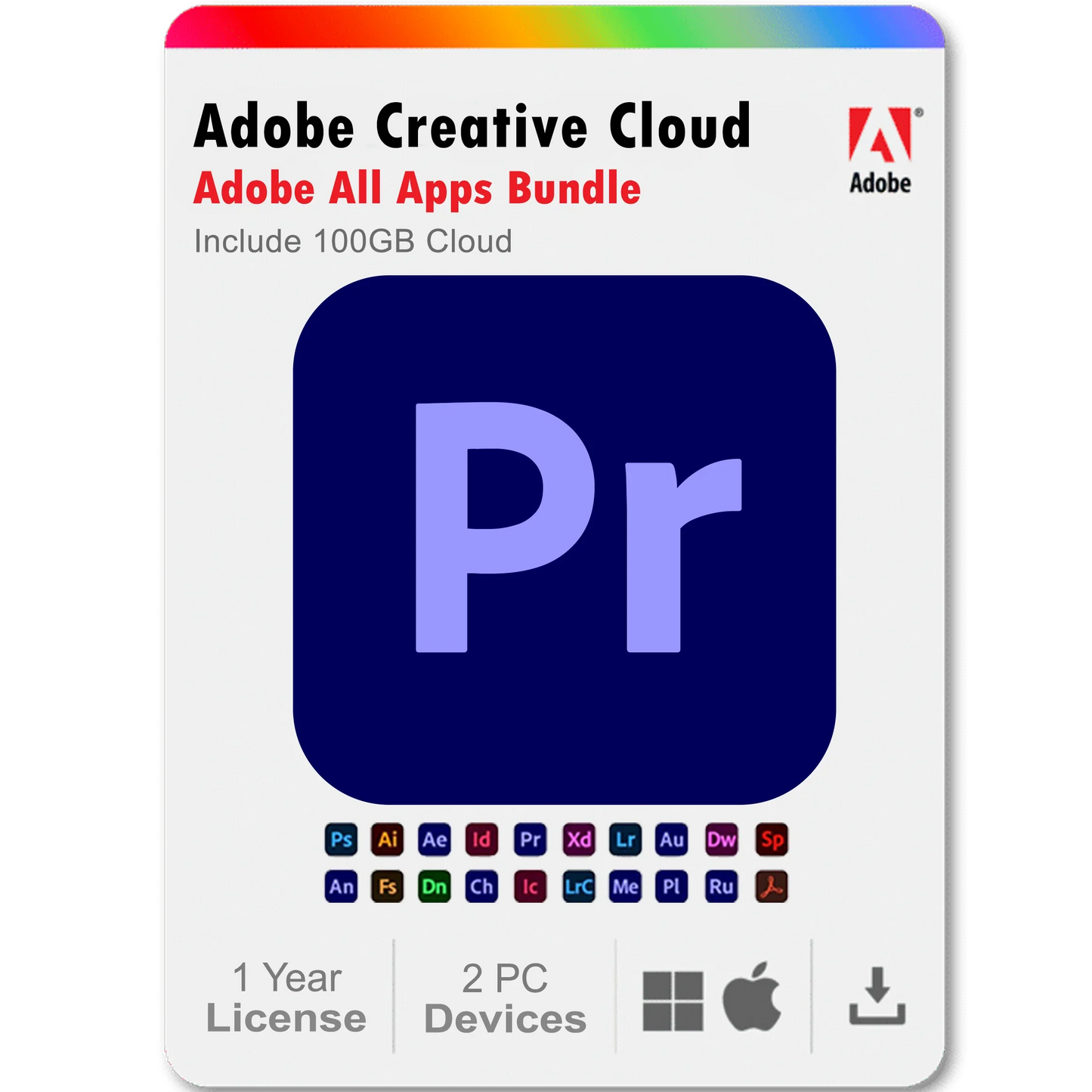 Premiere Pro 2025 1 Year Subscription All Adobe Creative Cloud Apps Bundle