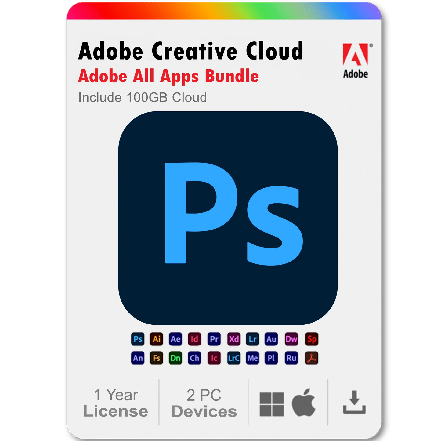 Photoshop 2025 1 Year Subscription All Adobe Creative Cloud Apps Bundle