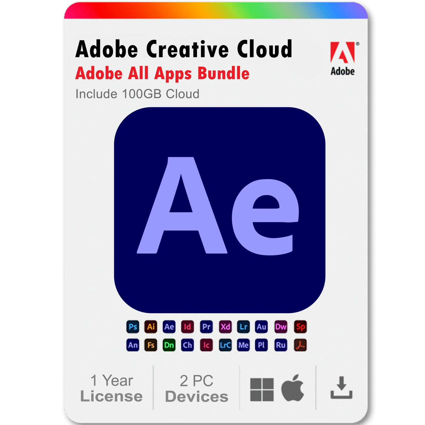 After Effects 1 Year Subscription All Adobe Creative Cloud Apps Bundle