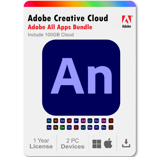 Adobe Creative Cloud All Apps 2025 – 1-Year Prepaid Subscription (Windows & macOS)